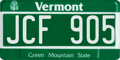 VT license plate JCF905