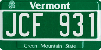 VT license plate JCF931