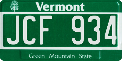 VT license plate JCF934