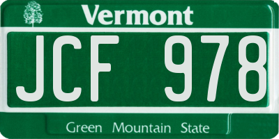 VT license plate JCF978