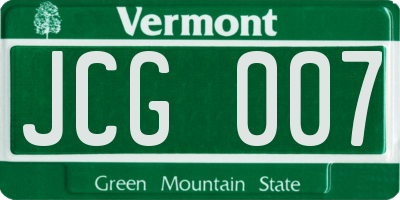 VT license plate JCG007