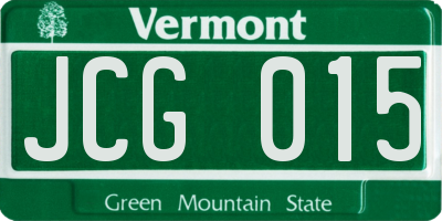 VT license plate JCG015