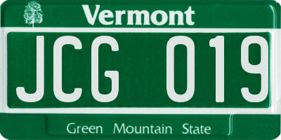 VT license plate JCG019