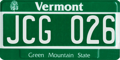 VT license plate JCG026