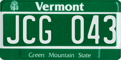 VT license plate JCG043