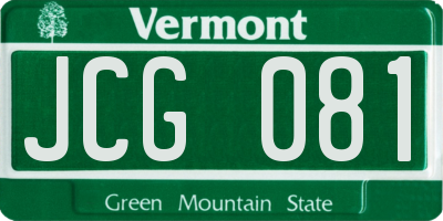 VT license plate JCG081
