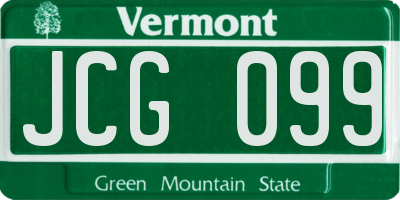 VT license plate JCG099