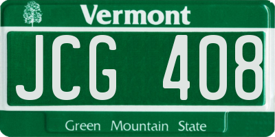 VT license plate JCG408