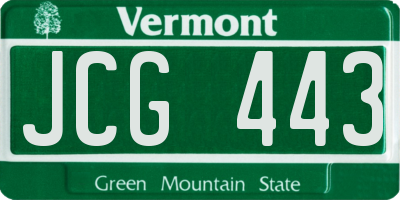 VT license plate JCG443