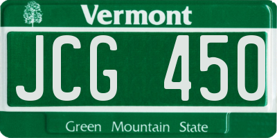 VT license plate JCG450