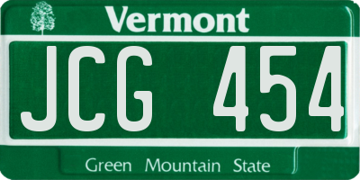VT license plate JCG454