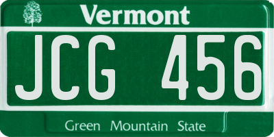 VT license plate JCG456