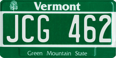 VT license plate JCG462