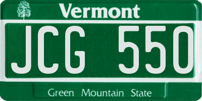 VT license plate JCG550