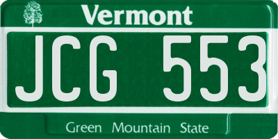 VT license plate JCG553