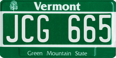 VT license plate JCG665