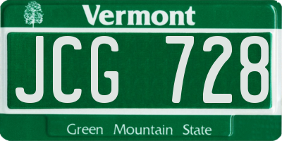 VT license plate JCG728