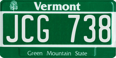 VT license plate JCG738