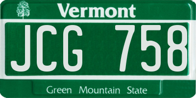 VT license plate JCG758