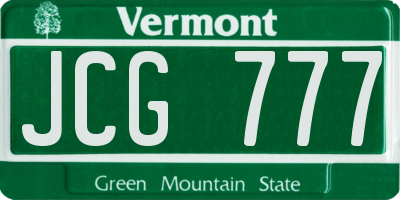 VT license plate JCG777