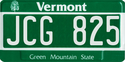 VT license plate JCG825