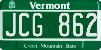 VT license plate JCG862
