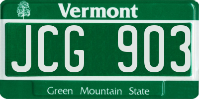 VT license plate JCG903