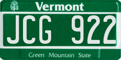 VT license plate JCG922