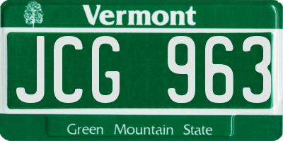 VT license plate JCG963