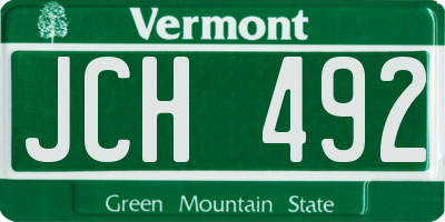 VT license plate JCH492