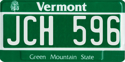 VT license plate JCH596