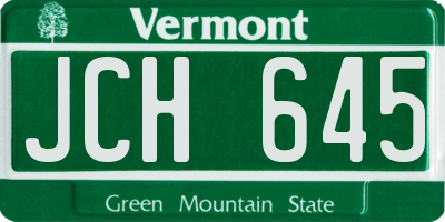 VT license plate JCH645