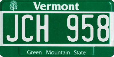 VT license plate JCH958