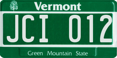VT license plate JCI012