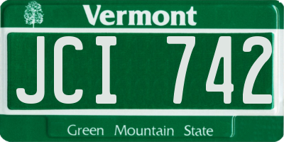 VT license plate JCI742