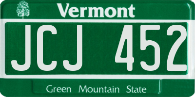 VT license plate JCJ452