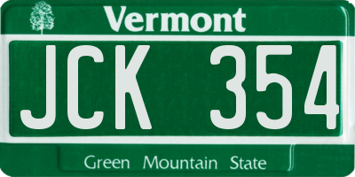 VT license plate JCK354