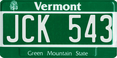 VT license plate JCK543