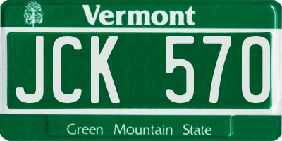 VT license plate JCK570