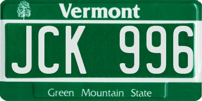 VT license plate JCK996