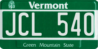 VT license plate JCL540
