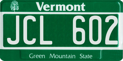 VT license plate JCL602