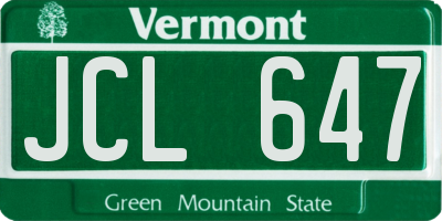 VT license plate JCL647