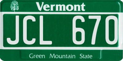 VT license plate JCL670