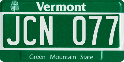VT license plate JCN077