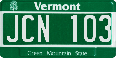 VT license plate JCN103