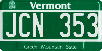 VT license plate JCN353
