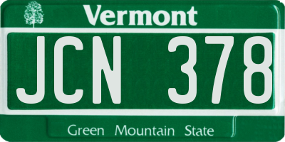 VT license plate JCN378