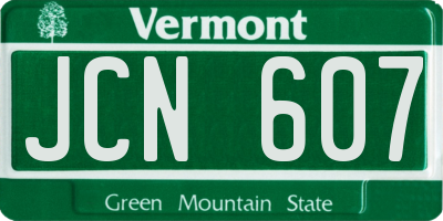 VT license plate JCN607