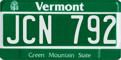 VT license plate JCN792